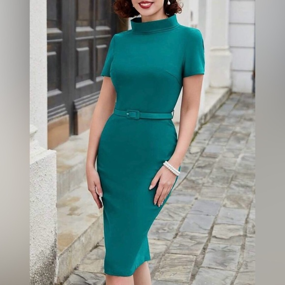 MUXXN Mock Neck Bodycon Dress. Pre-Owned. - Picture 7 of 14